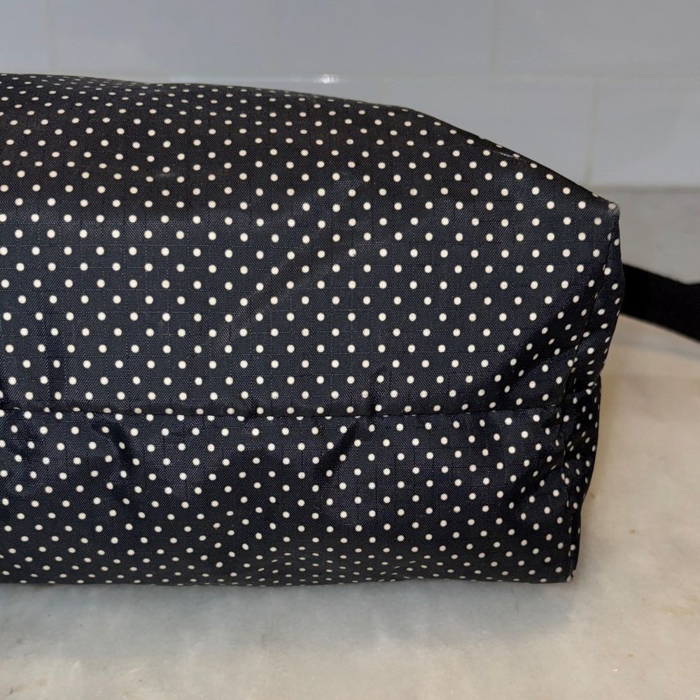 LeSportsac Purse Crossbody Shoulder Bag Black White Polka Dot Nylon - Picture 9 of 16